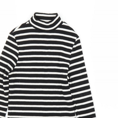 River Island Womens Black Striped  Basic T-Shirt Size 10