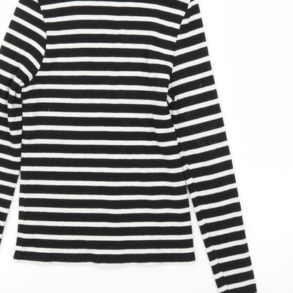 River Island Womens Black Striped  Basic T-Shirt Size 10