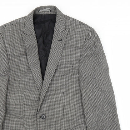 Next Mens Grey Houndstooth  Jacket Suit Jacket Size 36