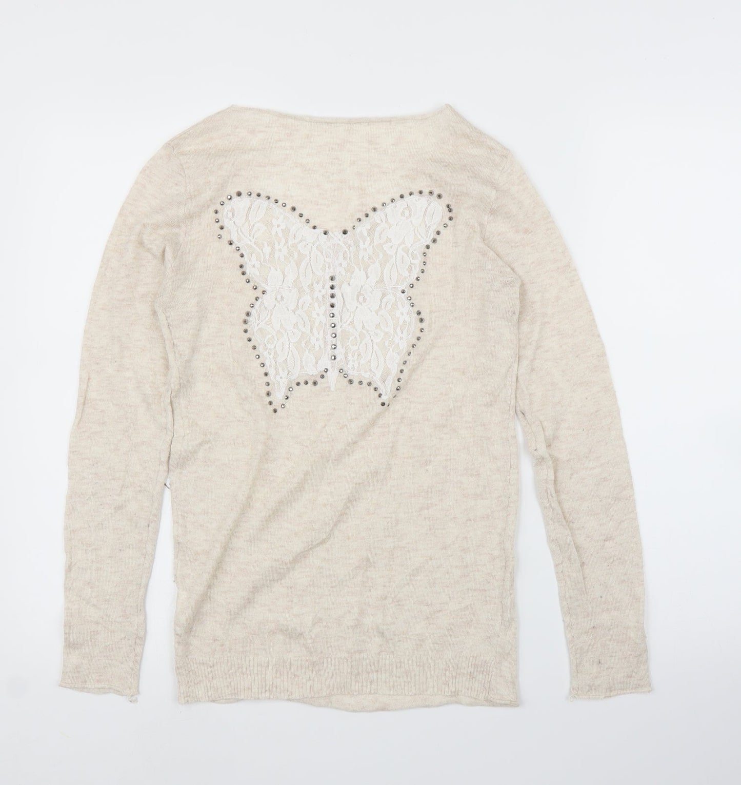 Nicole Womens Beige   Basic Blouse Size S  - Butterfly