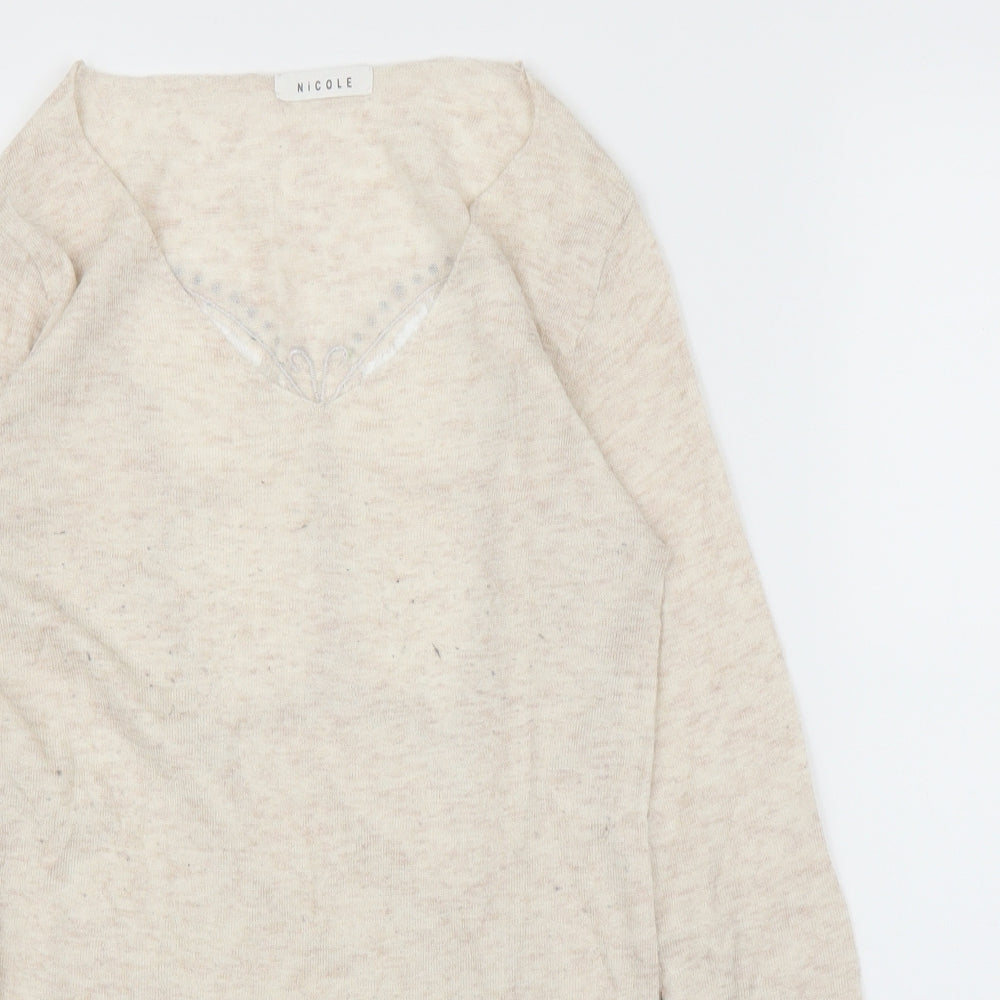Nicole Womens Beige   Basic Blouse Size S  - Butterfly