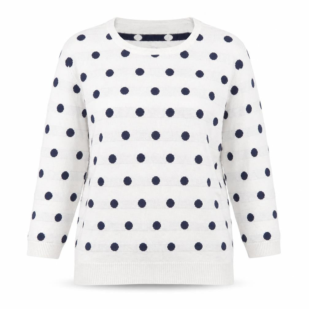 SaSa Womens White Polka Dot  Pullover Jumper Size M
