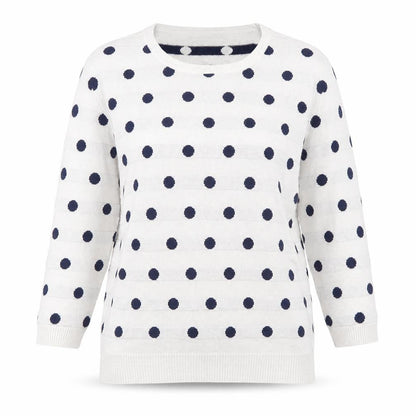 SaSa Womens White Polka Dot  Pullover Jumper Size M