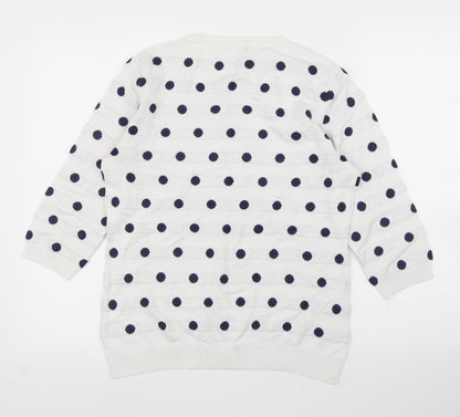 SaSa Womens White Polka Dot  Pullover Jumper Size M