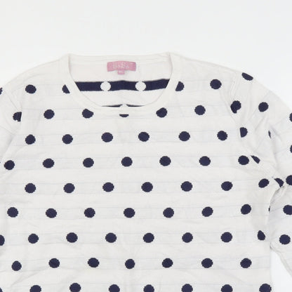 SaSa Womens White Polka Dot  Pullover Jumper Size M