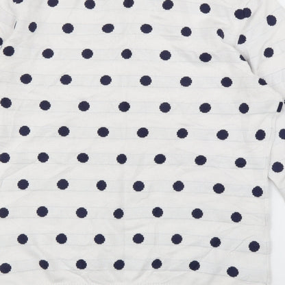 SaSa Womens White Polka Dot  Pullover Jumper Size M