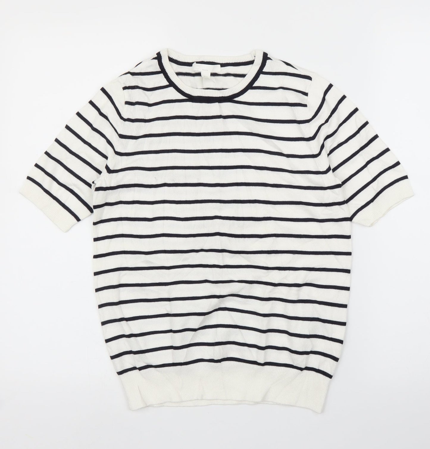 H&M Womens White Striped  Pullover Jumper Size S
