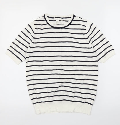 H&M Womens White Striped  Pullover Jumper Size S