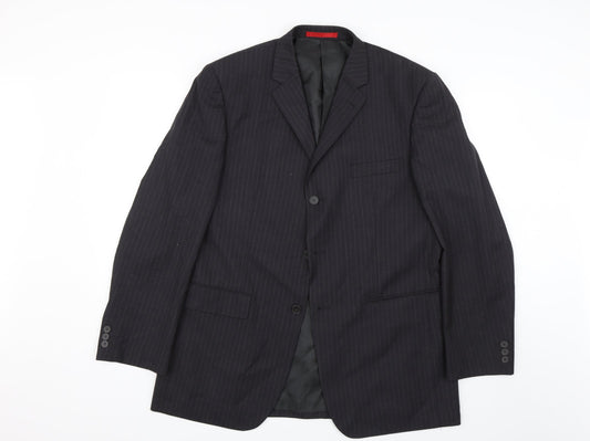 Burton Mens Black Striped  Jacket Suit Jacket Size 42