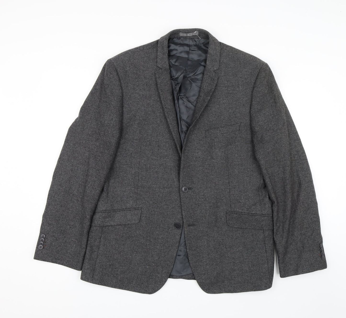 Limehaus Mens Grey Herringbone  Jacket Suit Jacket Size 44