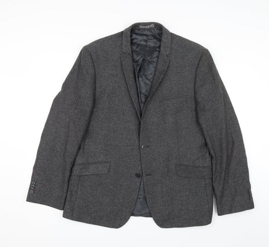 Limehaus Mens Grey Herringbone  Jacket Suit Jacket Size 44