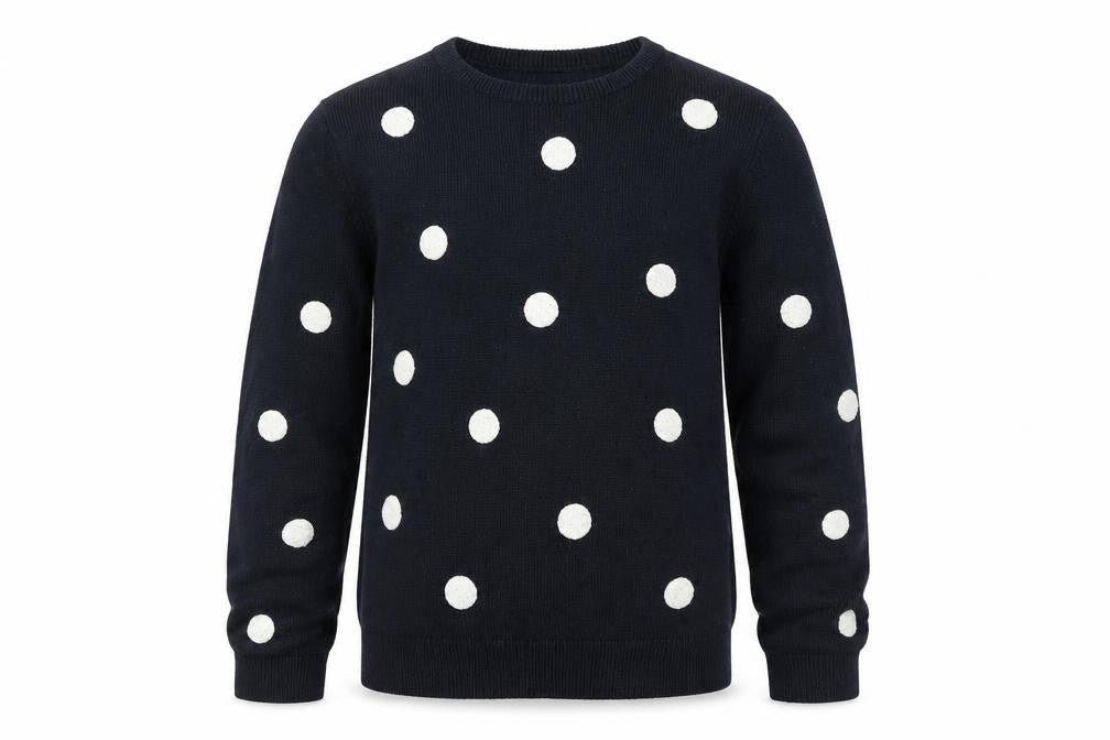 H&M Girls Blue Polka Dot  Pullover Jumper Size 5 Years