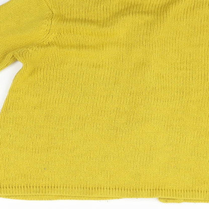 Brand and care label for Red Herring women’s yellow cardigan jumper, size UK 8