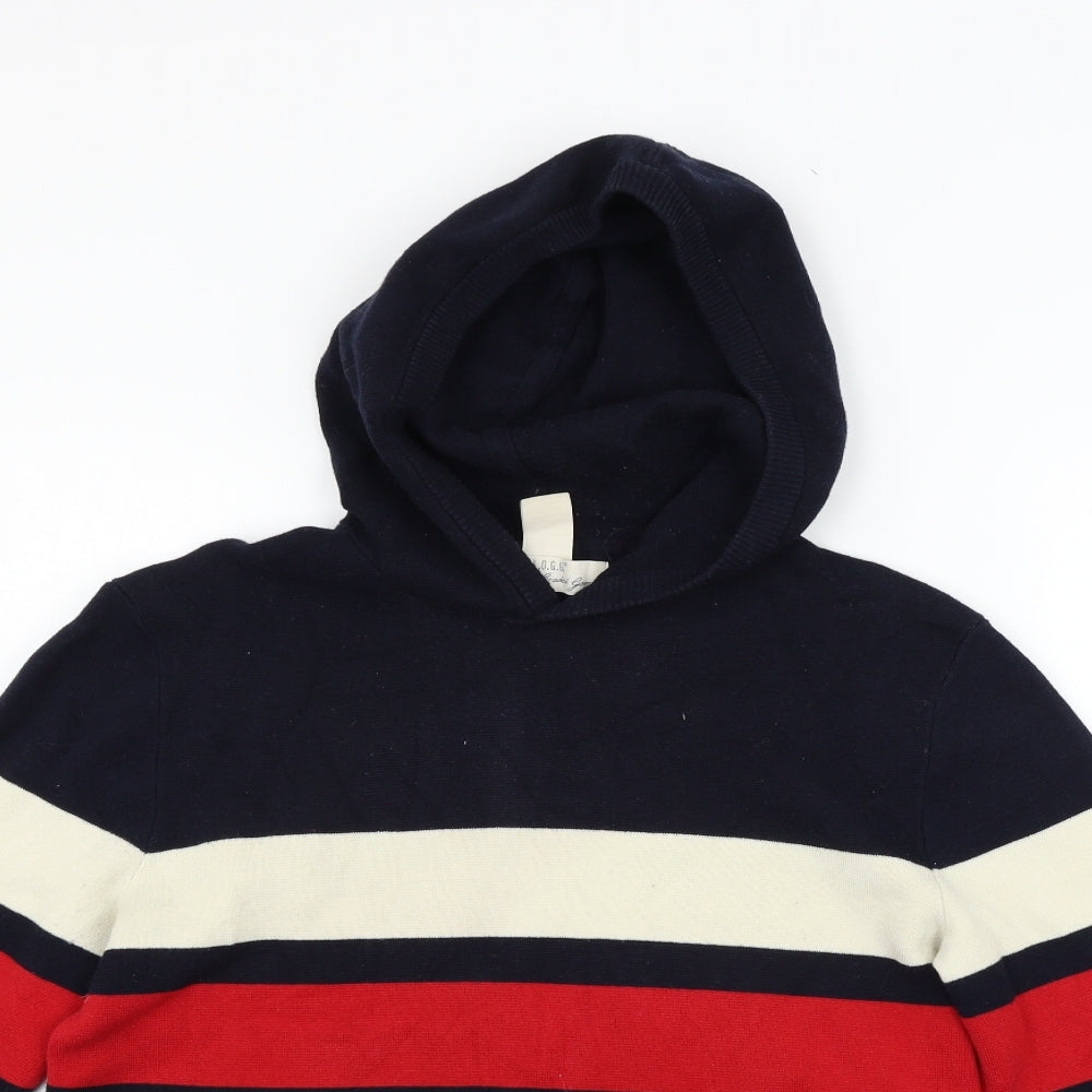 H&M Mens Blue Striped  Pullover Hoodie Size S