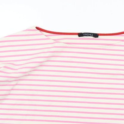 Close-up detail of BDG women’s pink striped jumper, size L