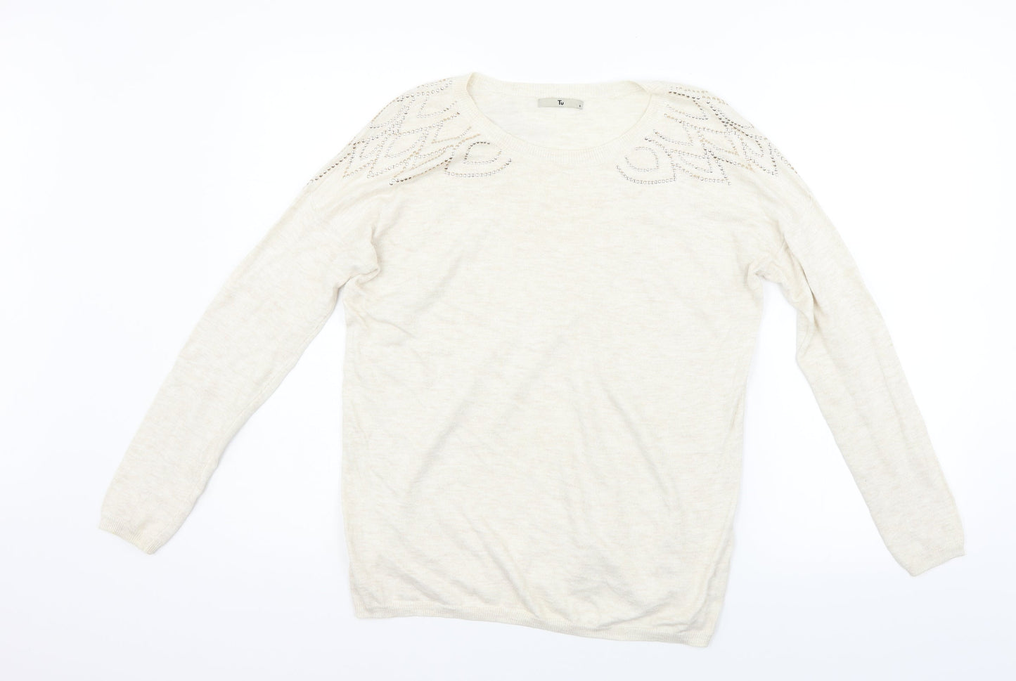 TU Womens Beige Striped  Pullover Jumper Size 8