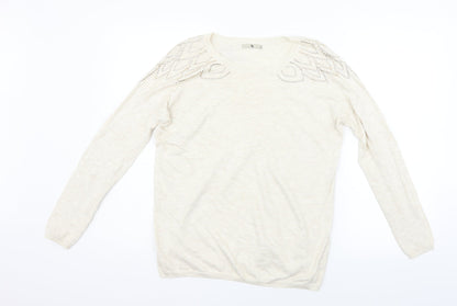 Tu Womens Beige Striped  Pullover Jumper Size 8