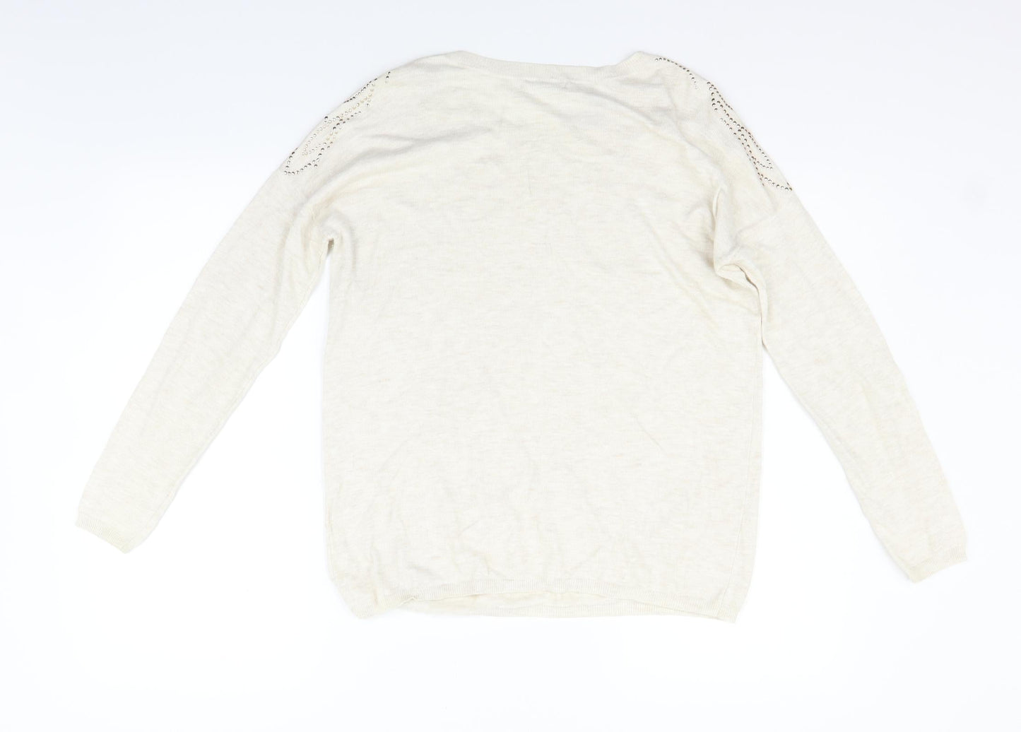 TU Womens Beige Striped  Pullover Jumper Size 8