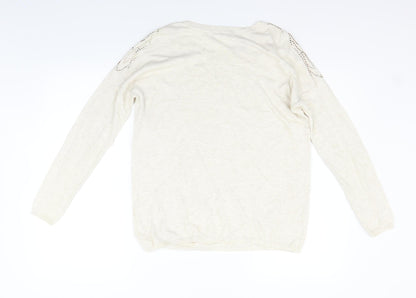 Tu Womens Beige Striped  Pullover Jumper Size 8