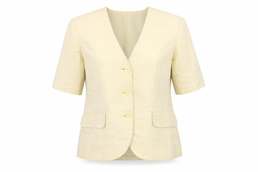 Preworn Womens Beige   Jacket Blazer Size 6