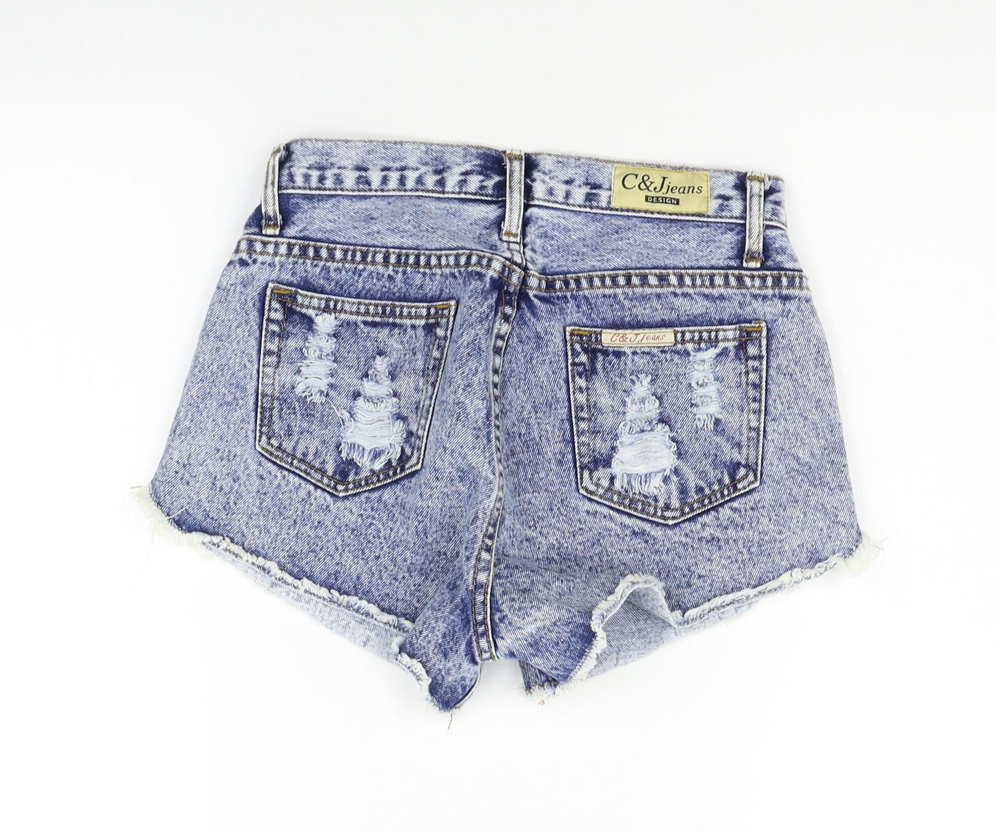c&j Womens Blue   Cut-Off Shorts Size L - DESTRESSED
