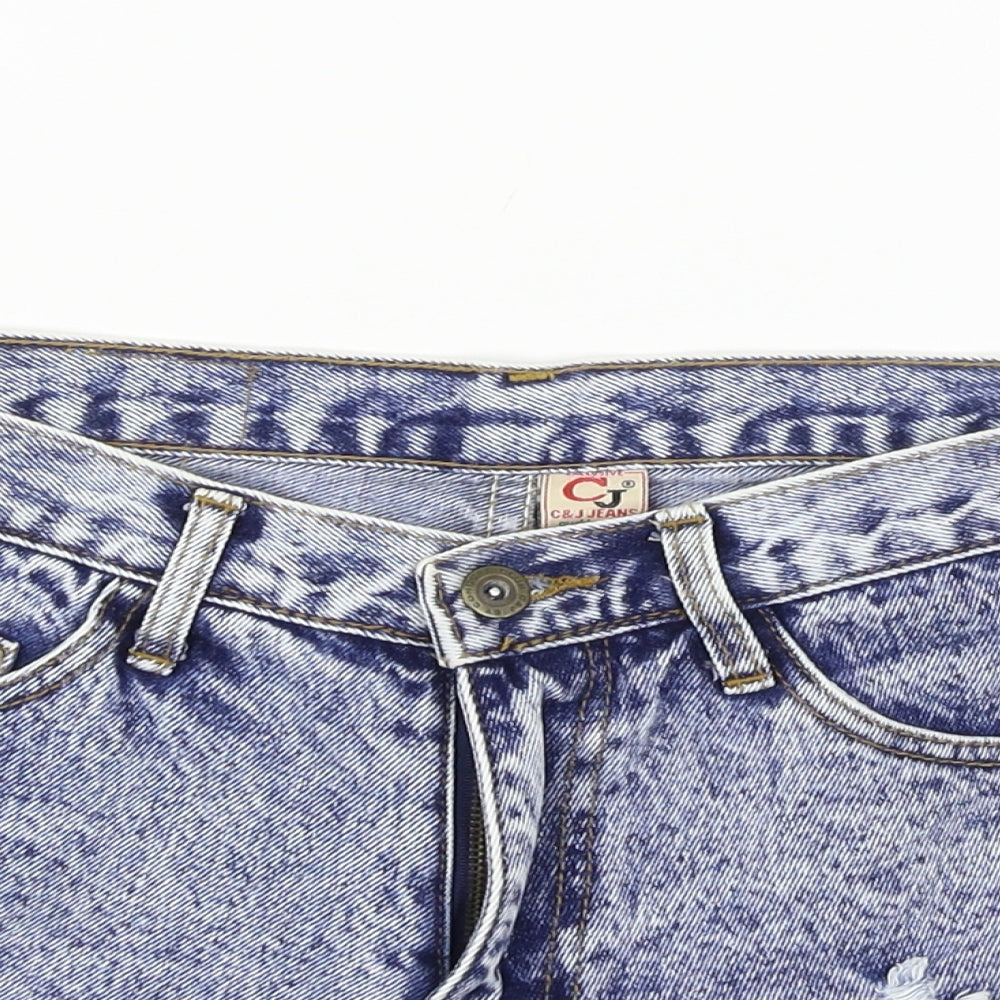 c&j Womens Blue   Cut-Off Shorts Size L - DESTRESSED