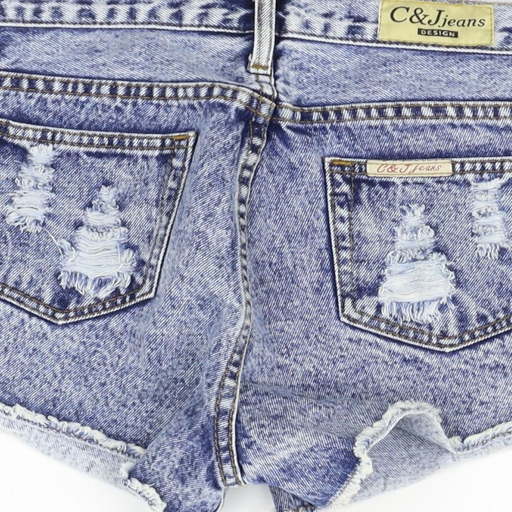 c&j Womens Blue   Cut-Off Shorts Size L - DESTRESSED