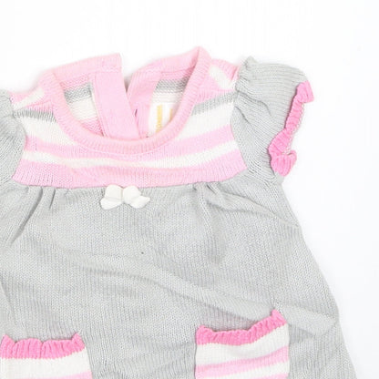 Close-up detail of Gymboree girls’ grey shift, size 0-3, months