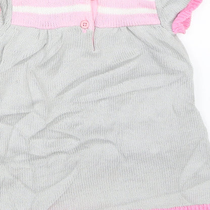 Brand and care label for Gymboree girls’ grey shift, size 0-3, months