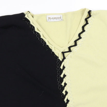 Close-up detail of Roman Originals women’s yellow basic blouse, size S