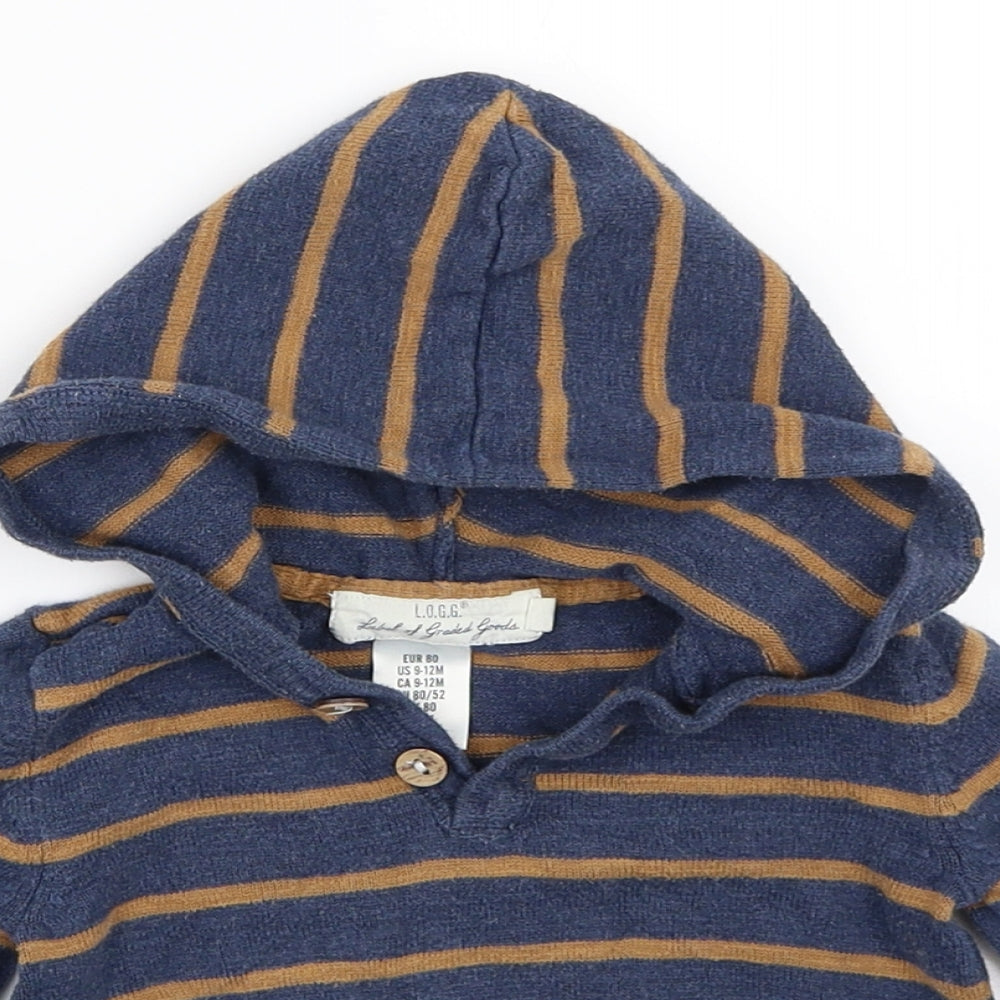 H&M Boys Blue Striped  Pullover Jumper Size 9-12 Months