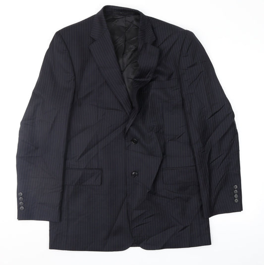 Terry de Havilland Mens Blue Striped  Jacket Suit Jacket Size 40