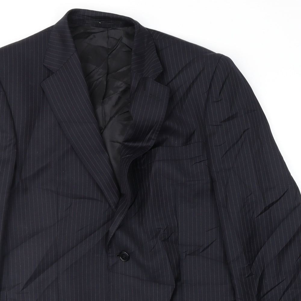 Terry de Havilland Mens Blue Striped  Jacket Suit Jacket Size 40