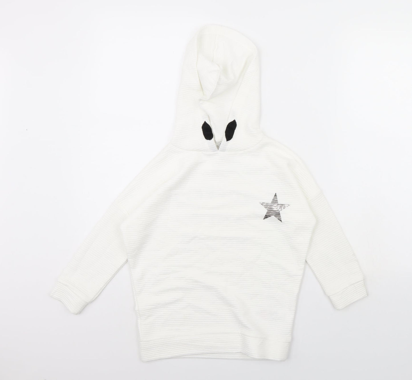 Preworn Girls White   Pullover Hoodie Size 6 Years
