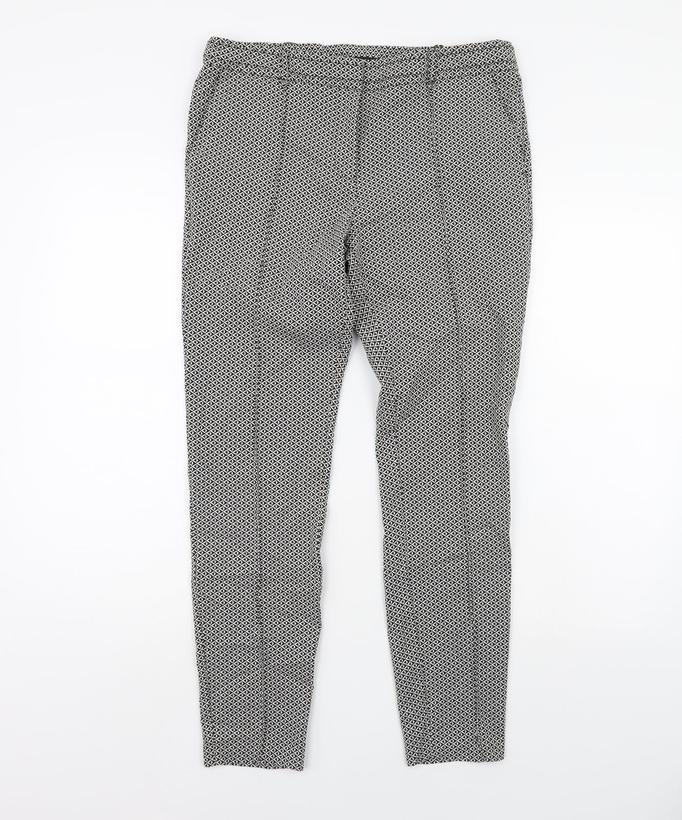 M&Co Womens Beige Geometric  Trousers  Size 14 L28 in