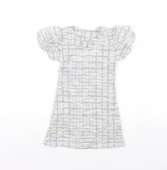 Preworn Girls White Check  Shift  Size 6 Years