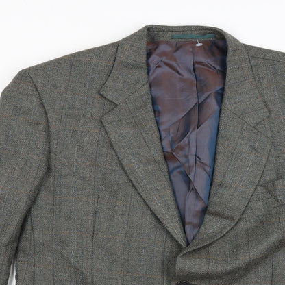Close-up detail of Principles men’s grey check jacket blazer, size 42