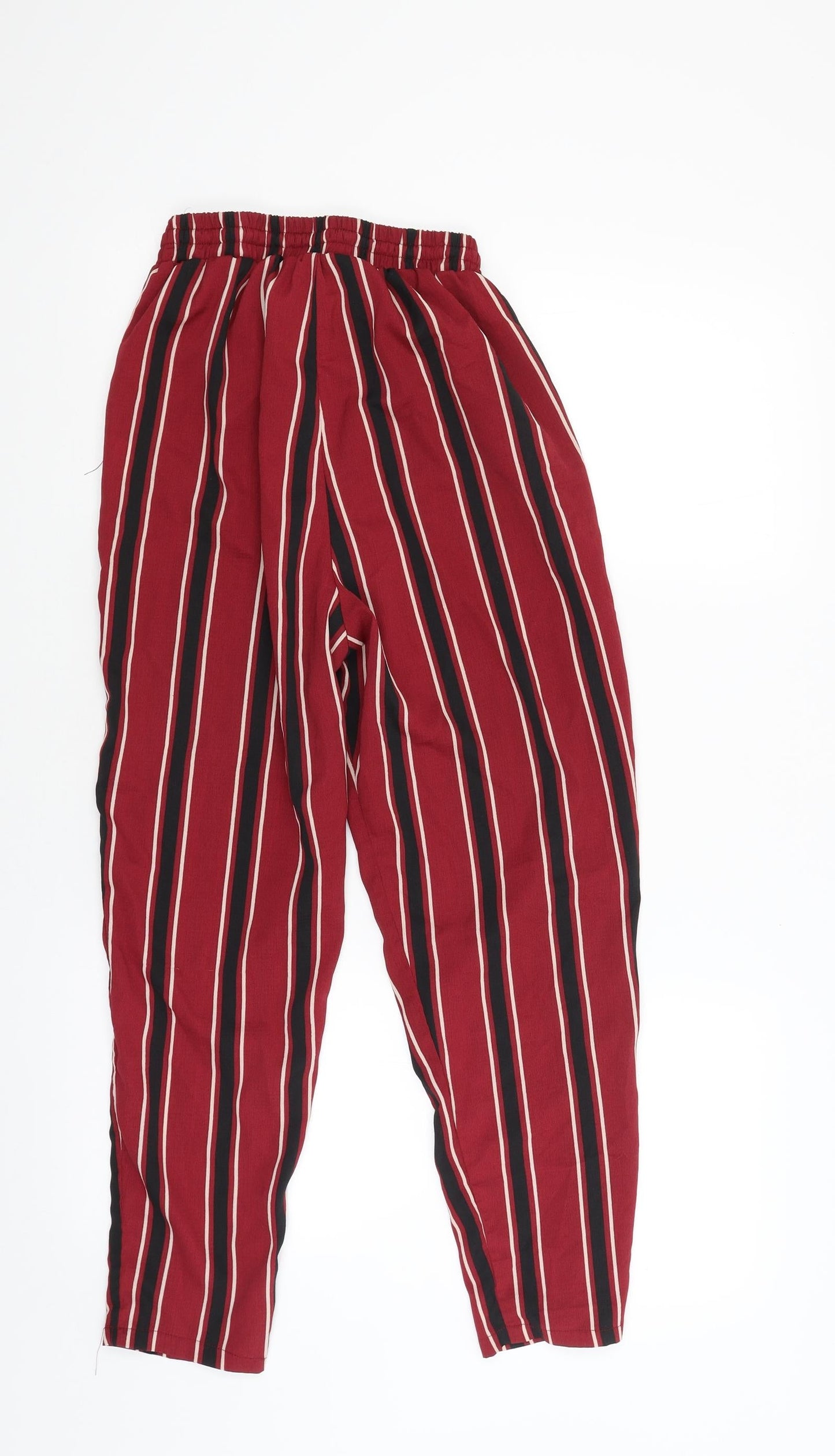 PRETTYLITTLETHING Womens Red Striped  Trousers  Size 6 L23 in