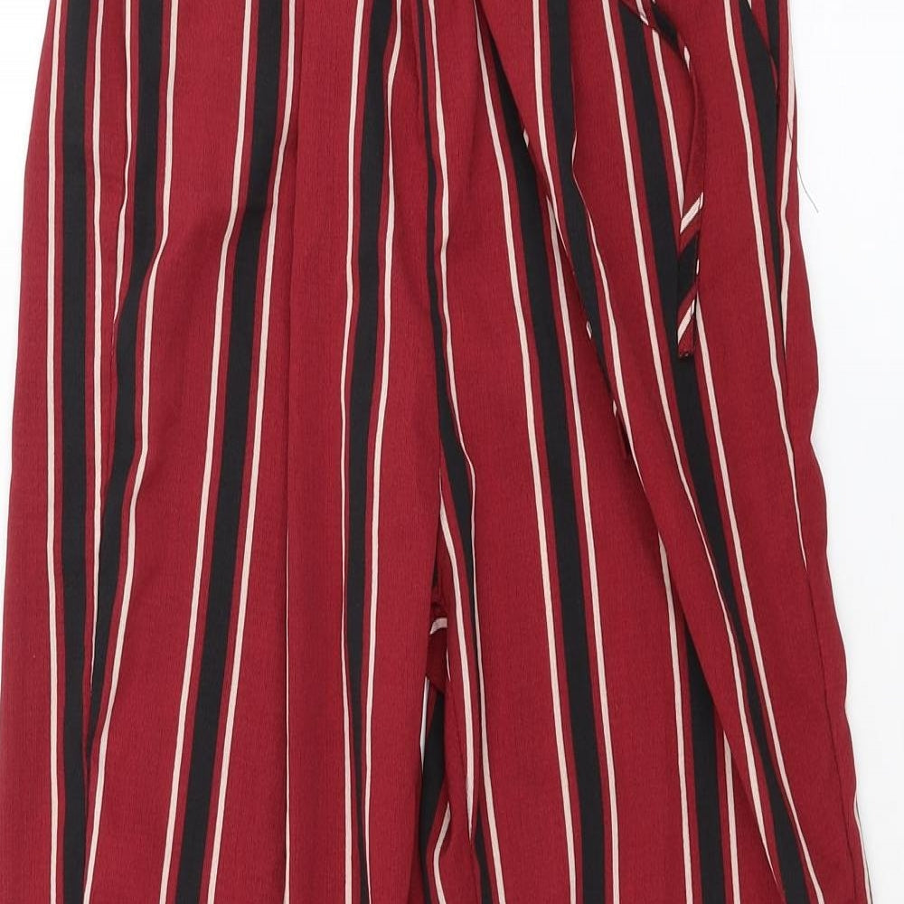 PRETTYLITTLETHING Womens Red Striped  Trousers  Size 6 L23 in