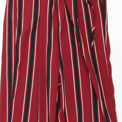 PRETTYLITTLETHING Womens Red Striped  Trousers  Size 6 L23 in