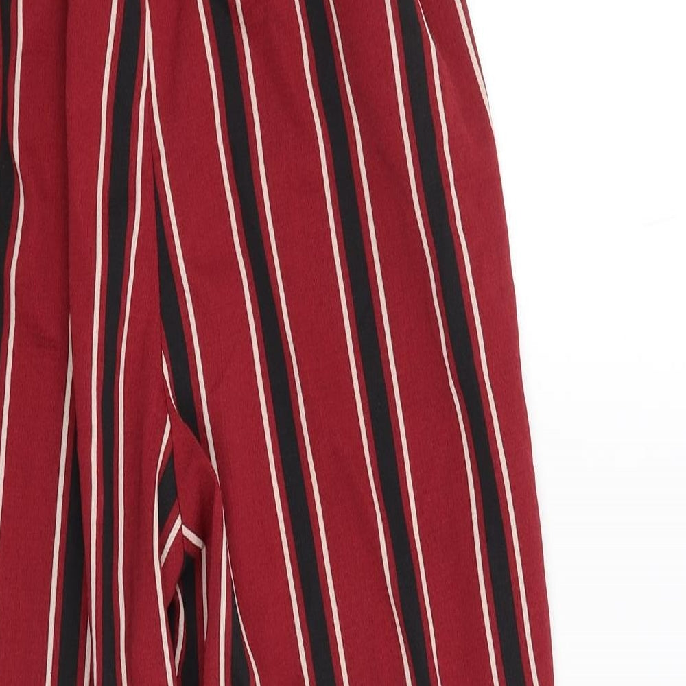 PRETTYLITTLETHING Womens Red Striped  Trousers  Size 6 L23 in