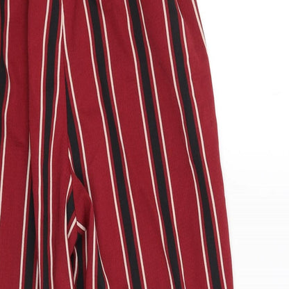 PRETTYLITTLETHING Womens Red Striped  Trousers  Size 6 L23 in