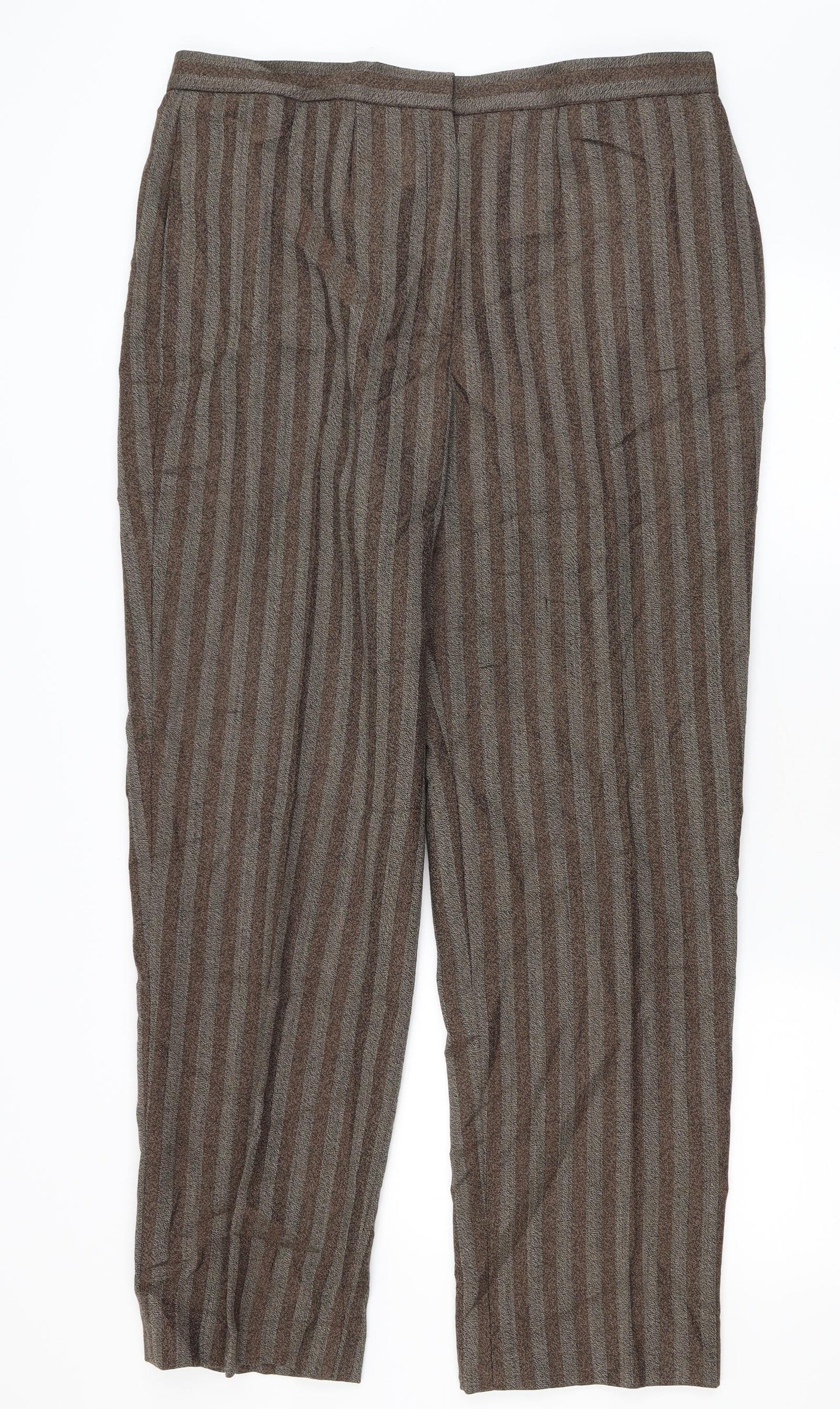 Preworn Womens Brown Striped  Trousers  Size 34 in L28 in