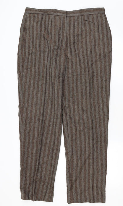 Preworn Womens Brown Striped  Trousers  Size 34 in L28 in