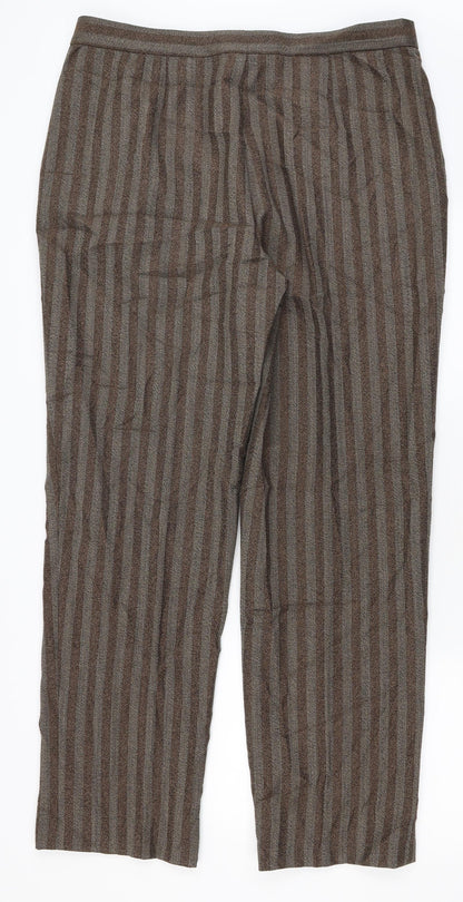 Preworn Womens Brown Striped  Trousers  Size 34 in L28 in