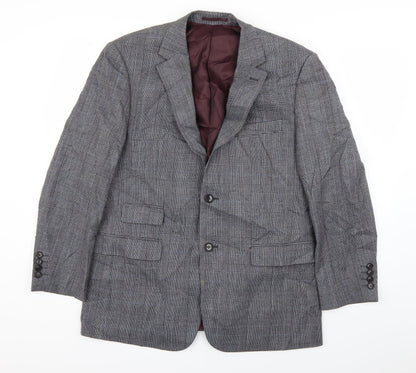 Preloved Skopes Mens Grey Plaid   Blazer - Front