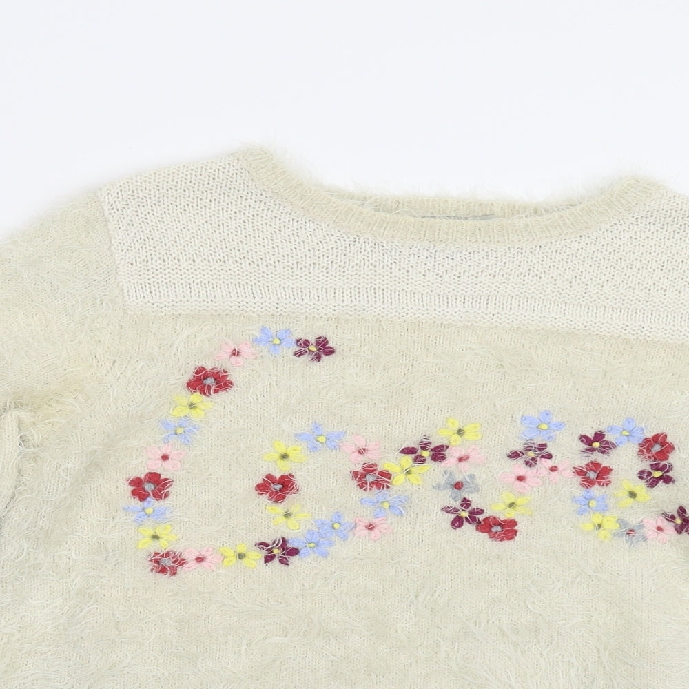 ASOS Womens Beige Floral Knit Pullover Jumper Size 10