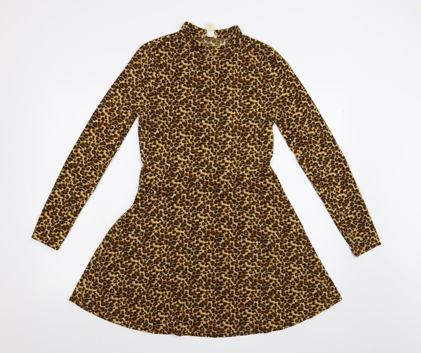 FOREVER 21 Womens Yellow Animal Print  Fit & Flare  Size L