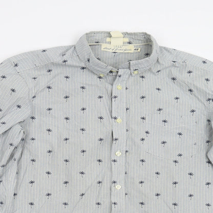 H&M Mens Blue Striped   Button-Up Size M