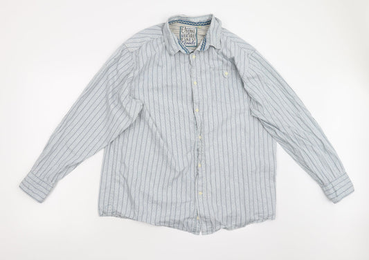 Original Brand Mens Blue Striped   Button-Up Size L
